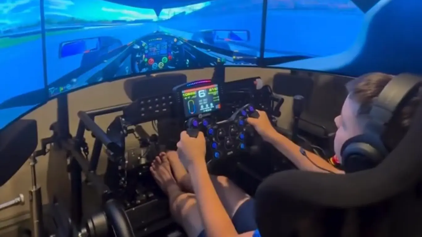Brexton Busch training on his SimCraft APEX 4 CT home racing simulator